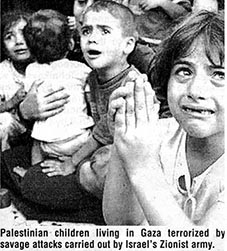 Palestinian children terrorised by repeated Zionist raids and bombing