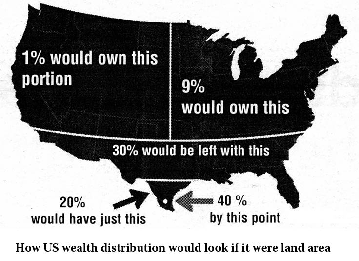 US weatlh ownership shown as relative areas of the US